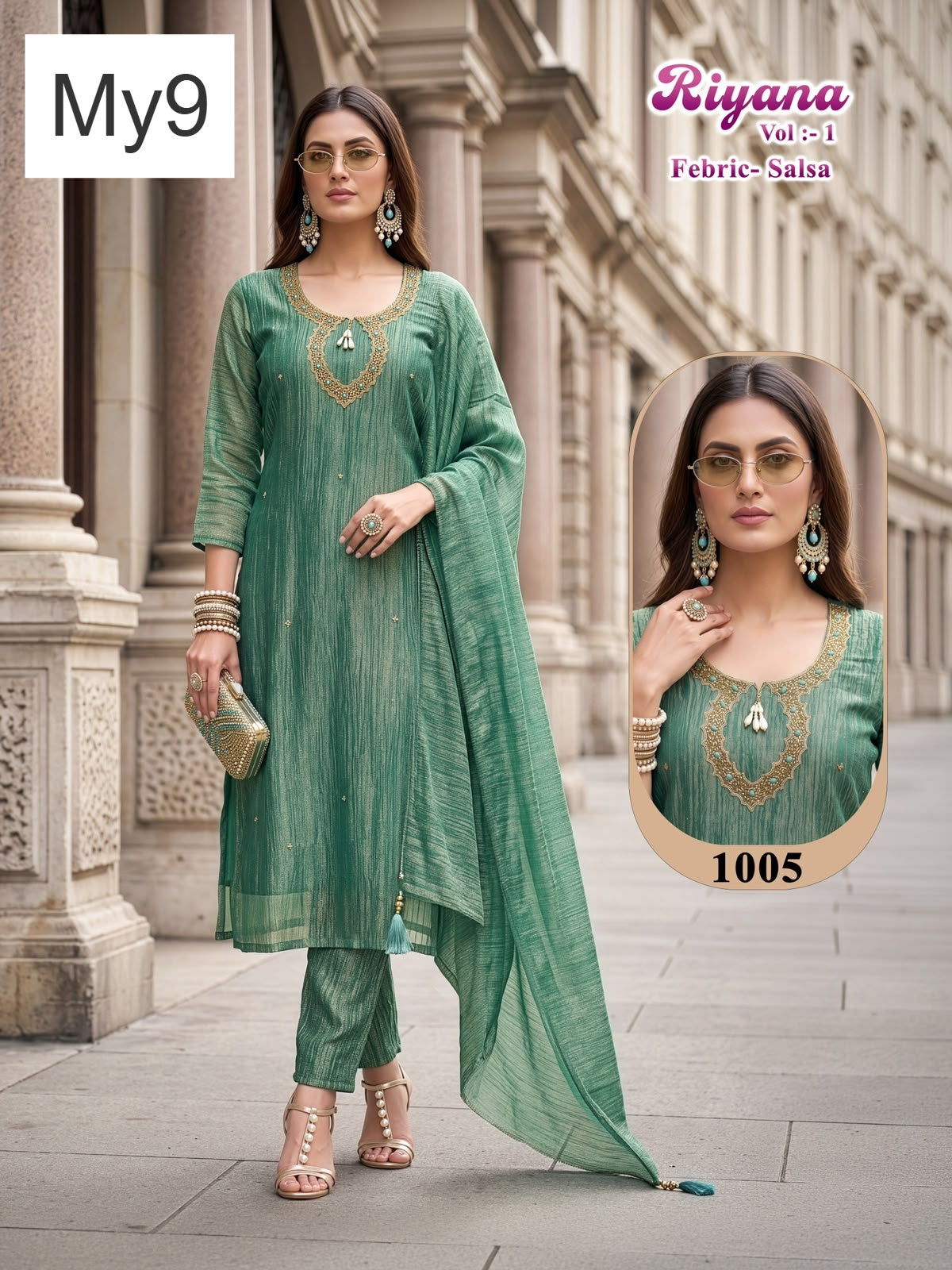 Riyana Vol 1 My9 Salsa Readymade Pant Style Suits Exporter Gujarat