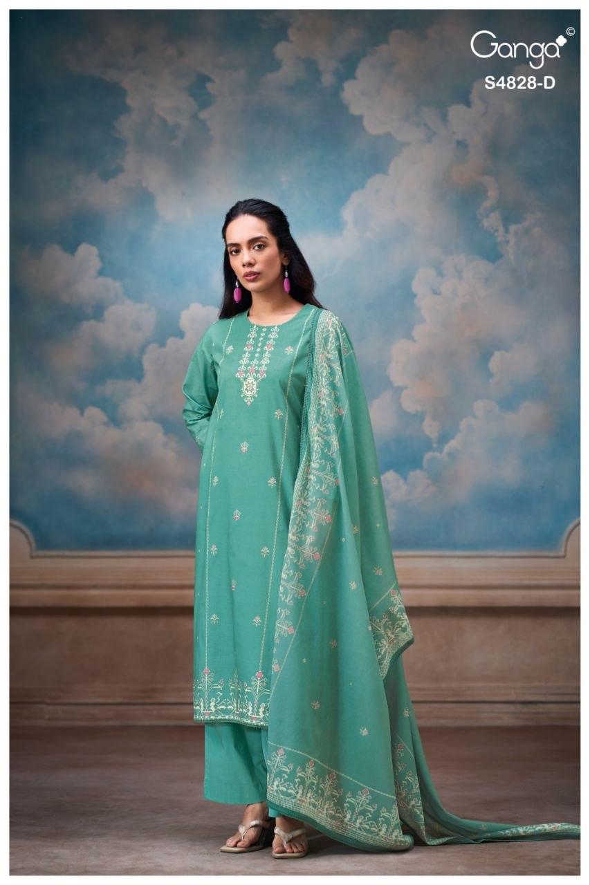 Riyanshi S4828 Ganga Cotton Plazzo Style Suits Manufacturer Gujarat