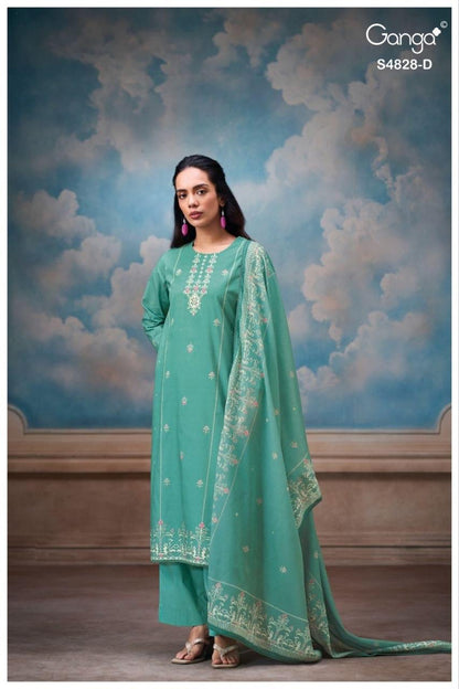 Riyanshi S4828 Ganga Cotton Plazzo Style Suits Manufacturer Gujarat