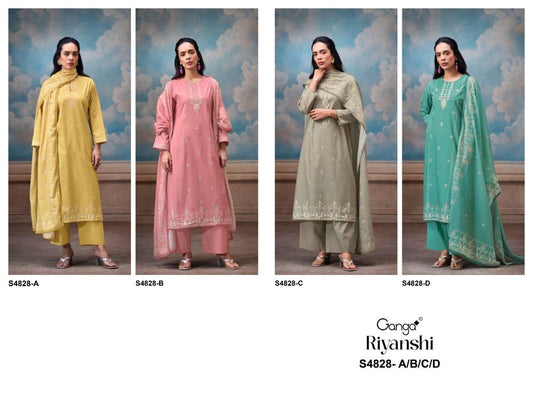 Riyanshi S4828 Ganga Cotton Plazzo Style Suits Manufacturer Gujarat