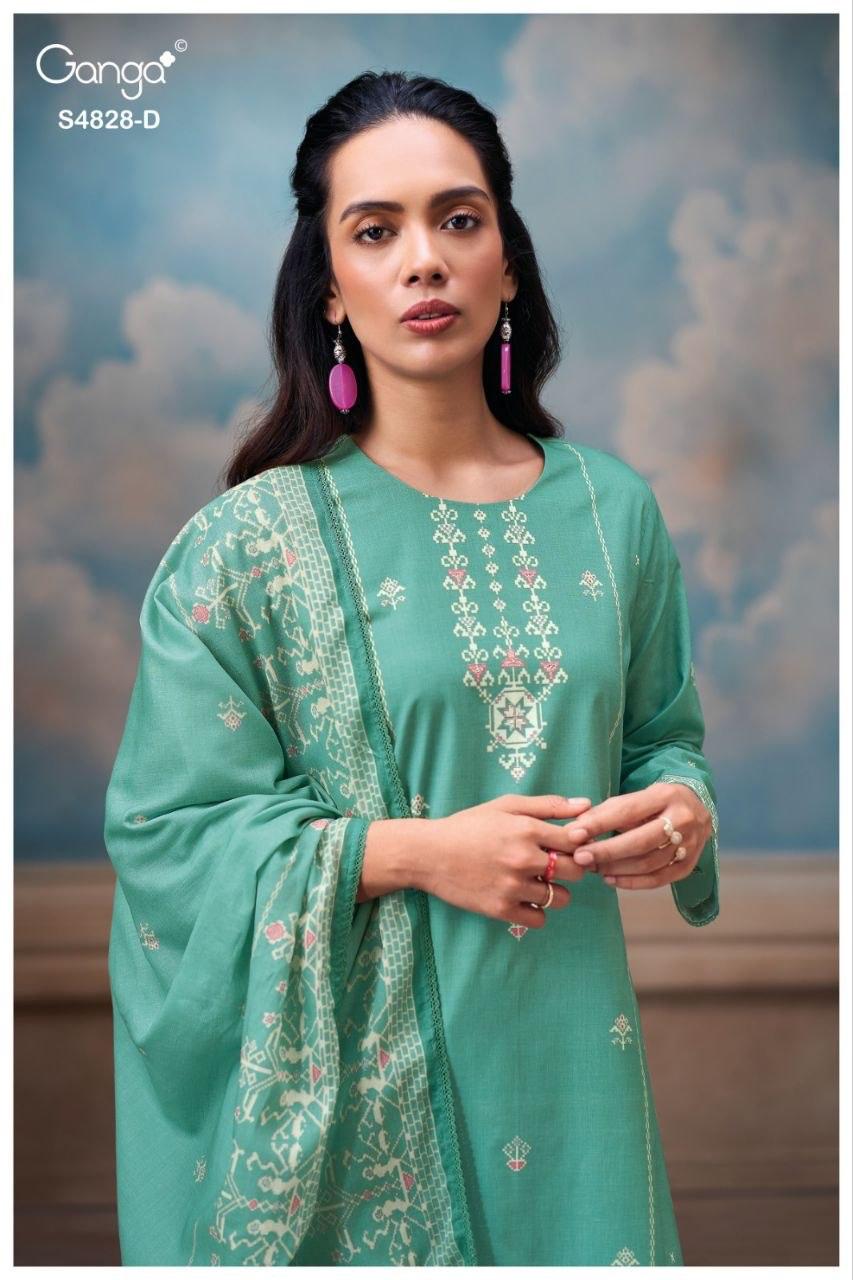 Riyanshi S4828 Ganga Cotton Plazzo Style Suits Manufacturer Gujarat