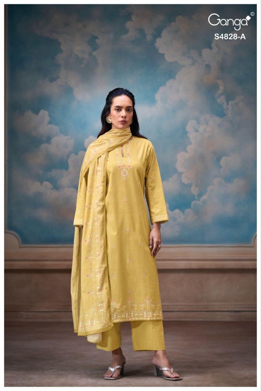 Riyanshi S4828 Ganga Cotton Plazzo Style Suits Manufacturer Gujarat