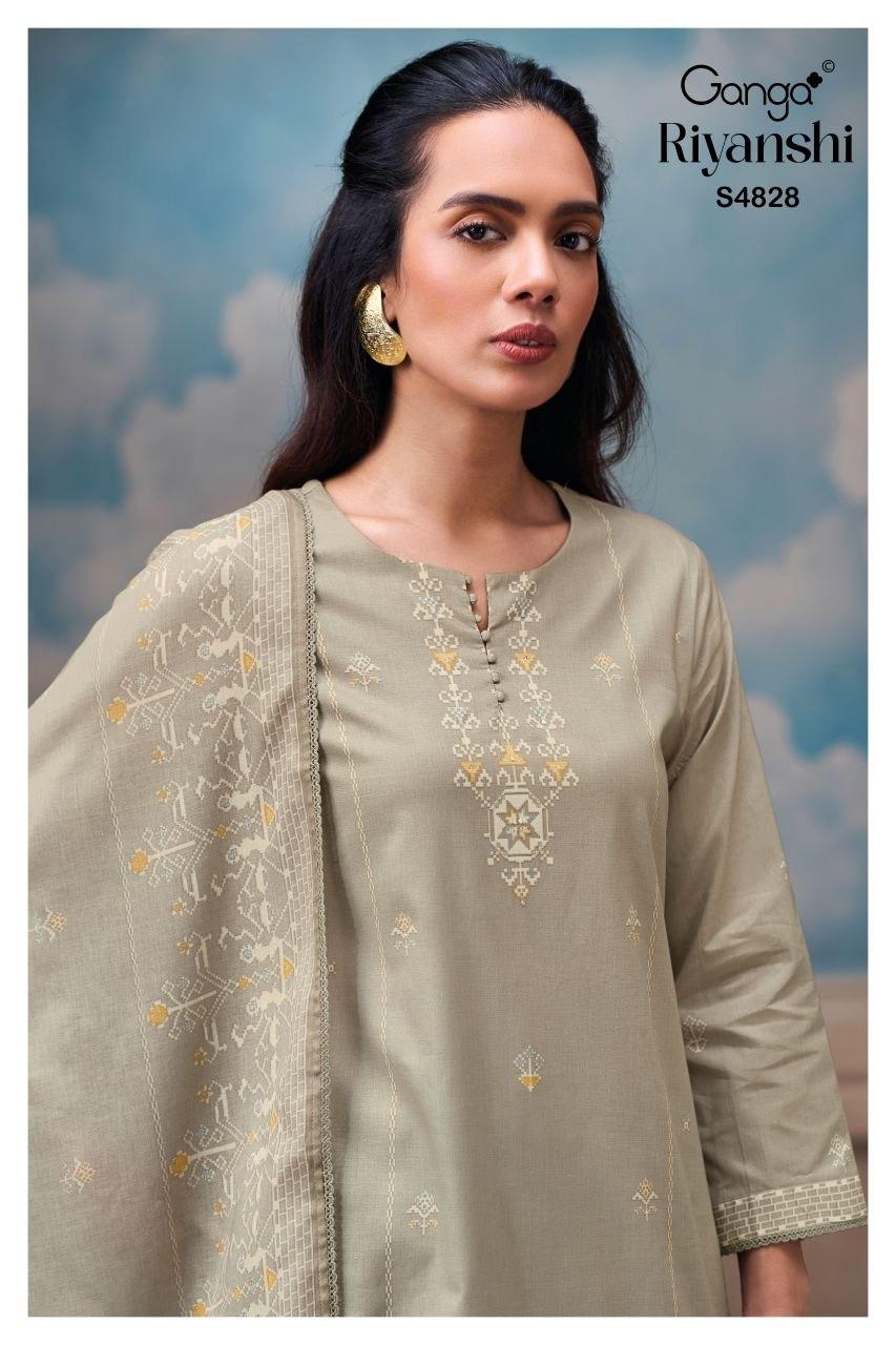 Riyanshi S4828 Ganga Cotton Plazzo Style Suits Manufacturer Gujarat