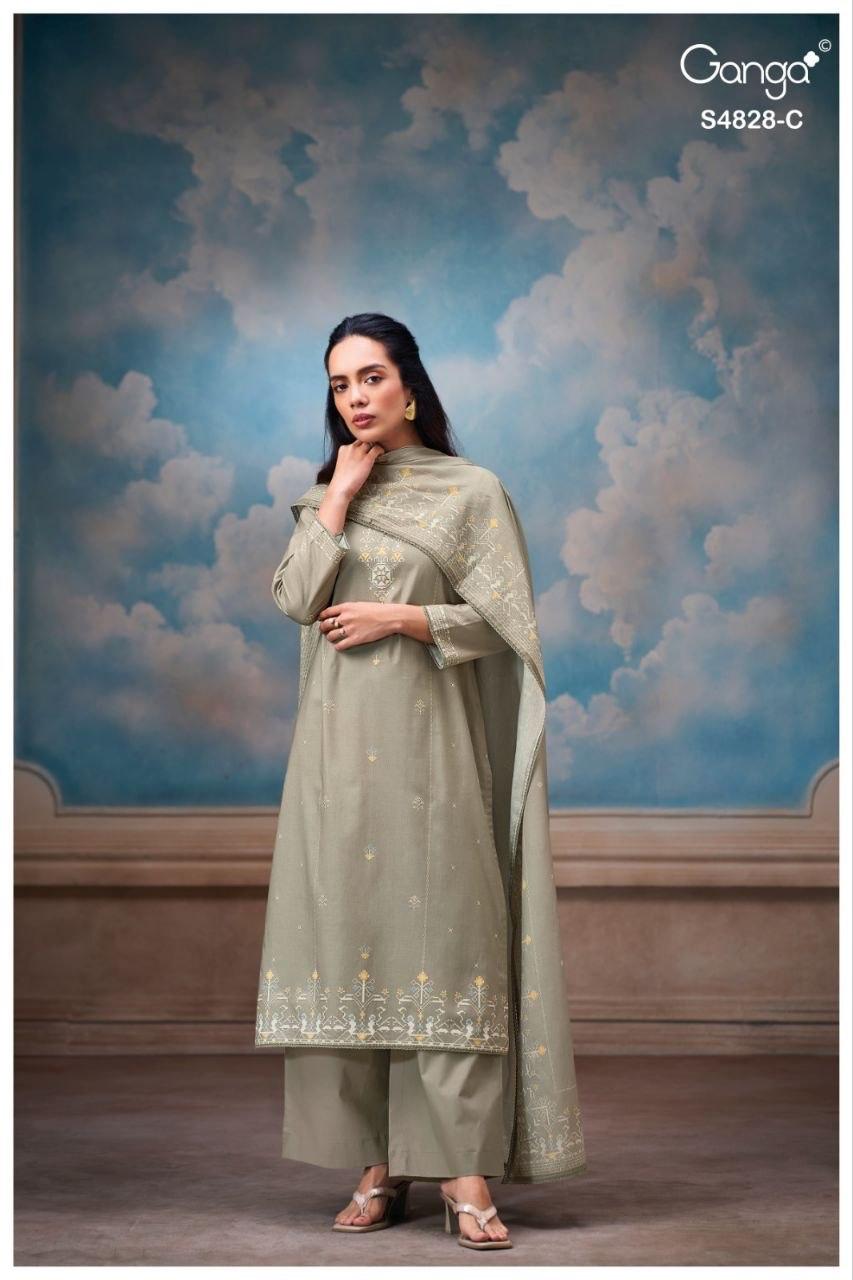 Riyanshi S4828 Ganga Cotton Plazzo Style Suits Manufacturer Gujarat