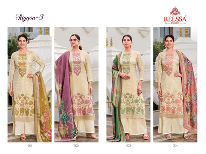 Riyasa 3 Relssa Fabrics Tissue Plazzo Style Suits Exporter India