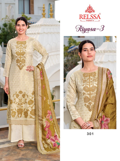 Riyasa 3 Relssa Fabrics Tissue Plazzo Style Suits Exporter India