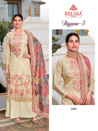 Riyasa 3 Relssa Fabrics Tissue Plazzo Style Suits Exporter India