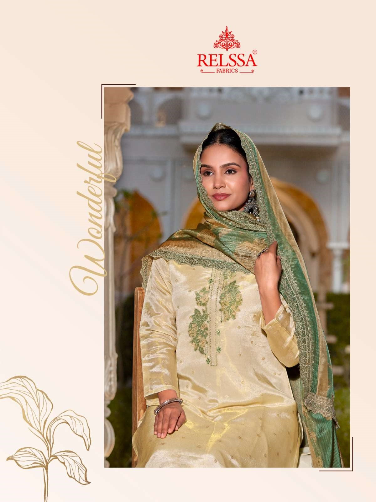 Riyasa 4 Relssa Fabrics Tissue Plazzo Style Suits Wholesale Price