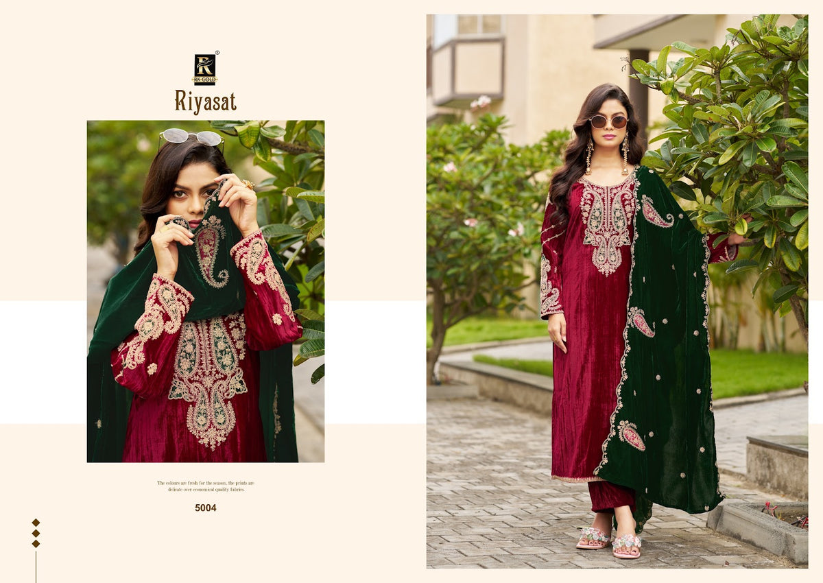 Riyasat New Edition 2026 Rk Gold Crush Velvet Suits Manufacturer