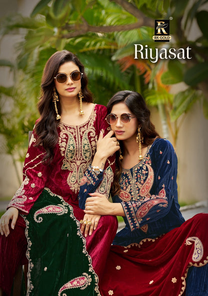 Riyasat New Edition 2026 Rk Gold Crush Velvet Suits Manufacturer