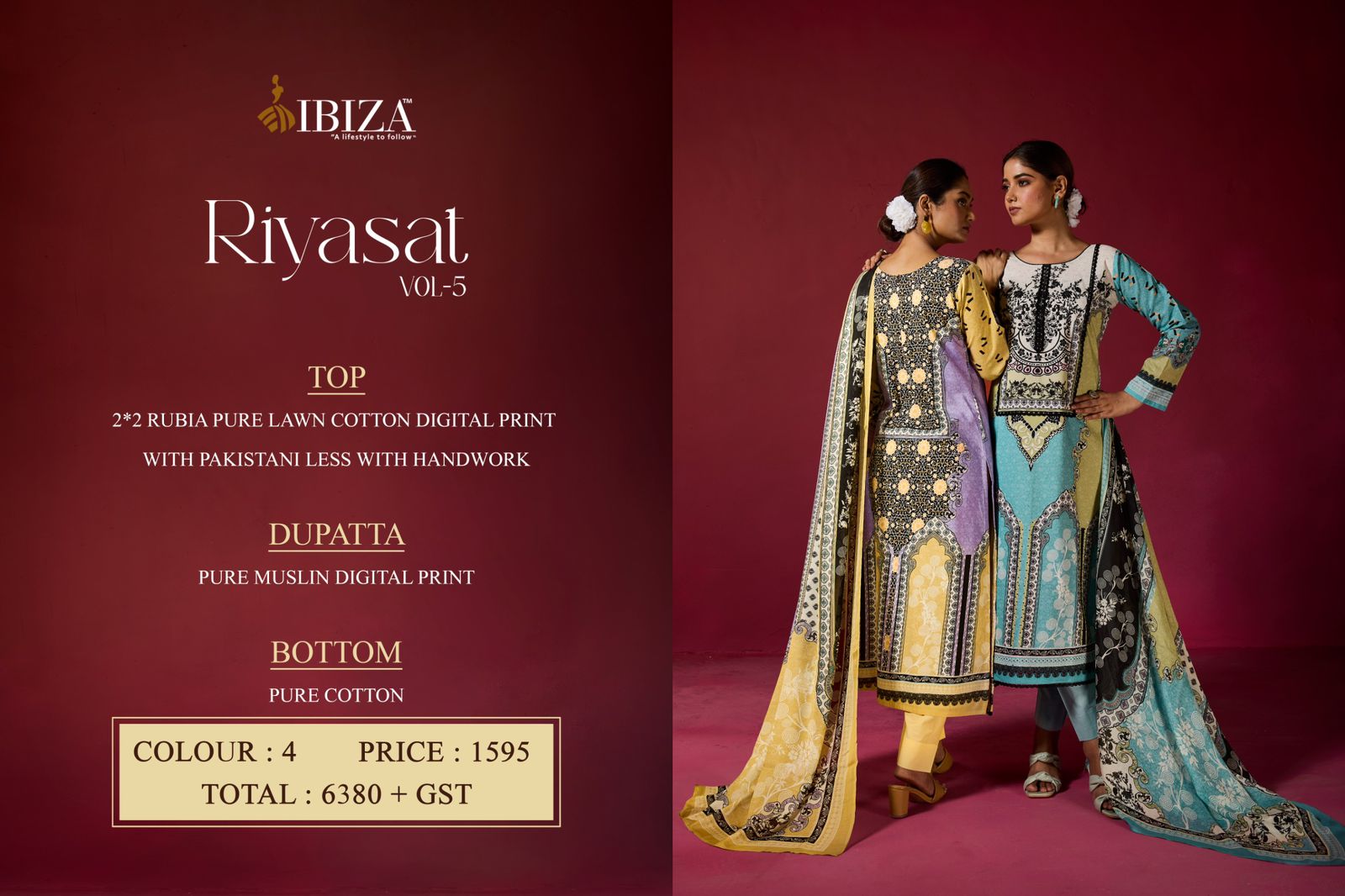 Riyasat Vol 5 Ibiza Lawn Cotton Pant Style Suits Wholesaler India