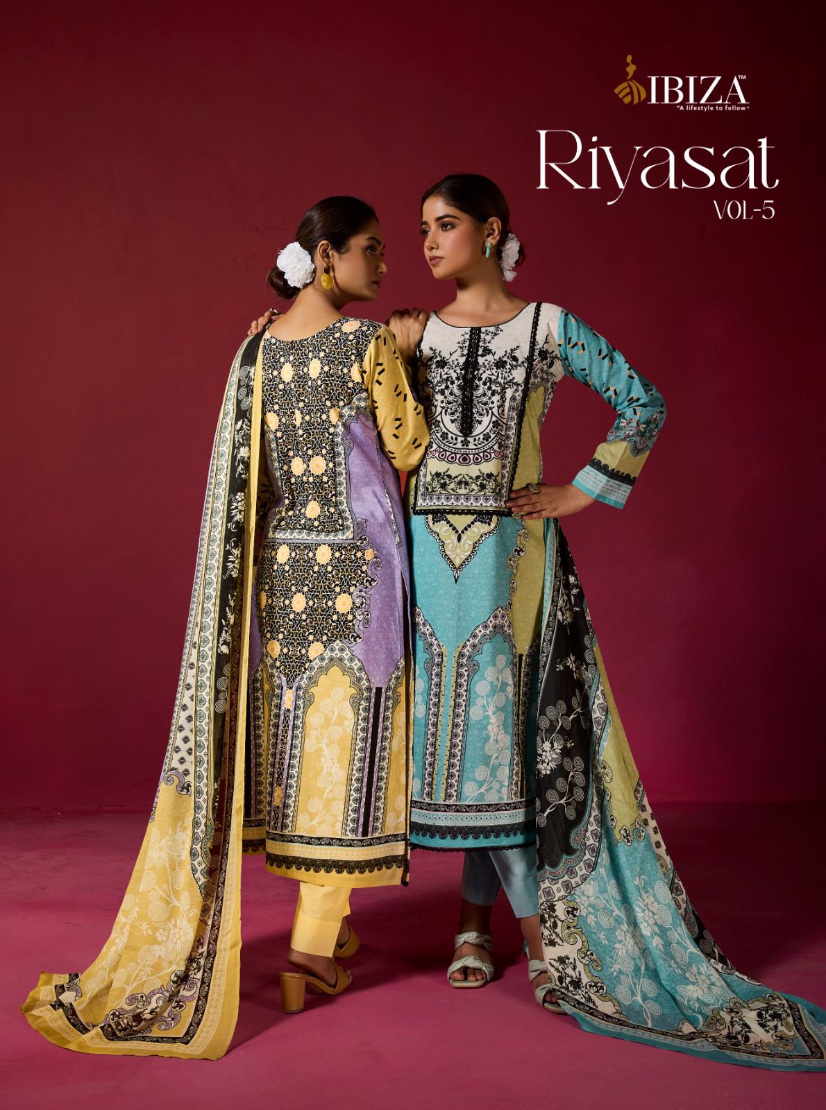 Riyasat Vol 5 Ibiza Lawn Cotton Pant Style Suits Wholesaler India