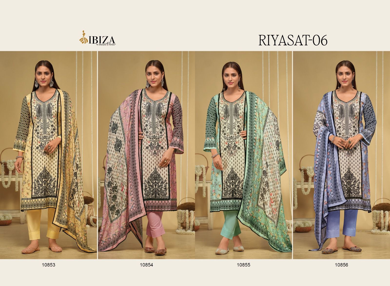 Riyasat Vol 6 Ibiza Bemberg Muslin Pant Style Suits Wholesale