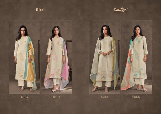 Rizel Omtex Cotton Silk Pant Style Suits Wholesaler Ahmedabad