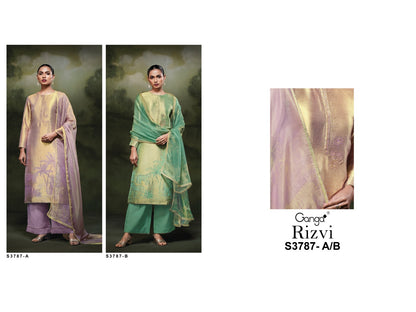 Rizvi 3787 Ganga Premium Bemberg Plazzo Style Suits Wholesale Price
