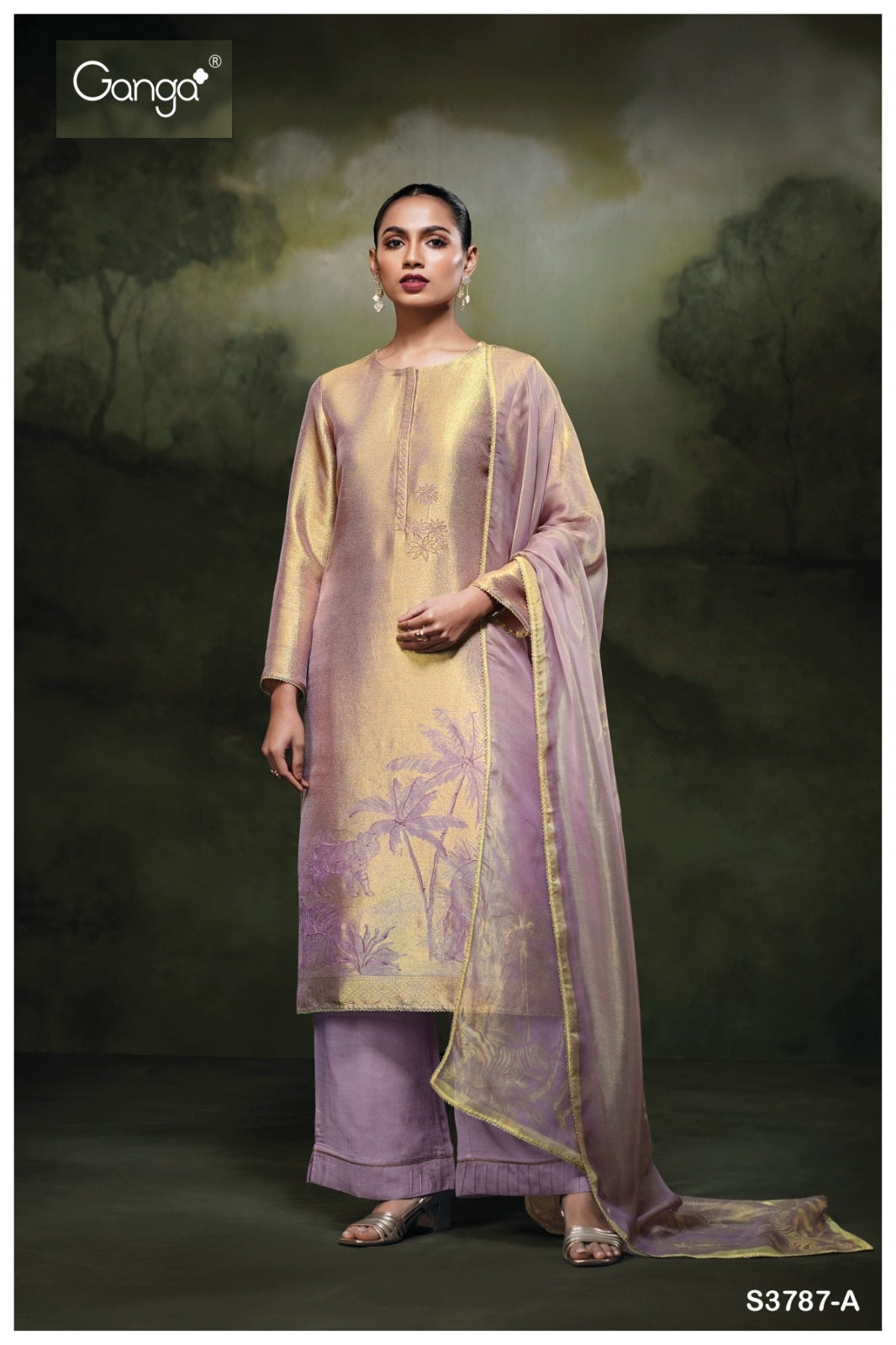 Rizvi 3787 Ganga Premium Bemberg Plazzo Style Suits Wholesale Price