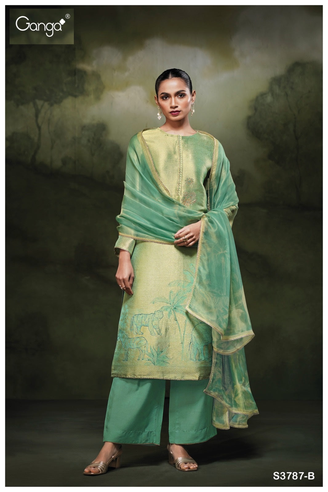 Rizvi 3787 Ganga Premium Bemberg Plazzo Style Suits Wholesale Price