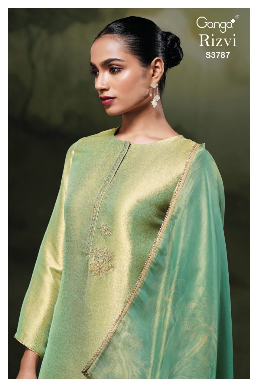 Rizvi 3787 Ganga Premium Bemberg Plazzo Style Suits Wholesale Price