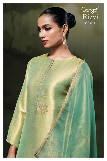 Rizvi 3787 Ganga Premium Bemberg Plazzo Style Suits Wholesale Price
