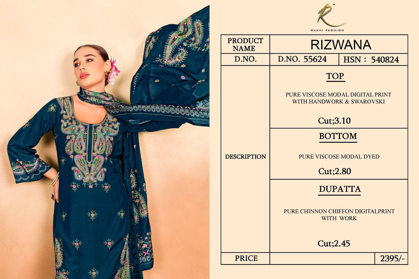 Rizwana Rakhi Fashion Viscose Modal Pant Style Suits Supplier Ahmedabad