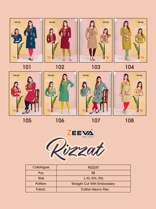Rizzat Zeeva Cotton Knee Length Kurtis Supplier Ahmedabad