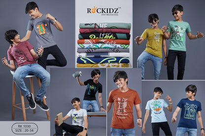 Rk 1030 Rockidz Cotton Biowashed Boys Tshirt Wholesale