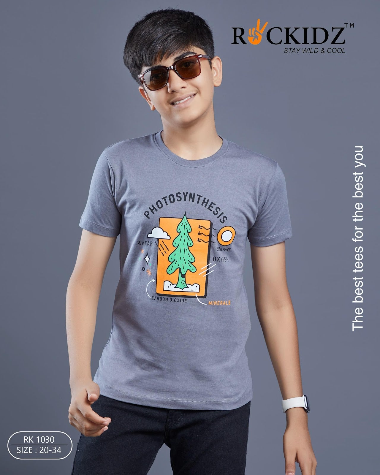 Rk 1030 Rockidz Cotton Biowashed Boys Tshirt Wholesale