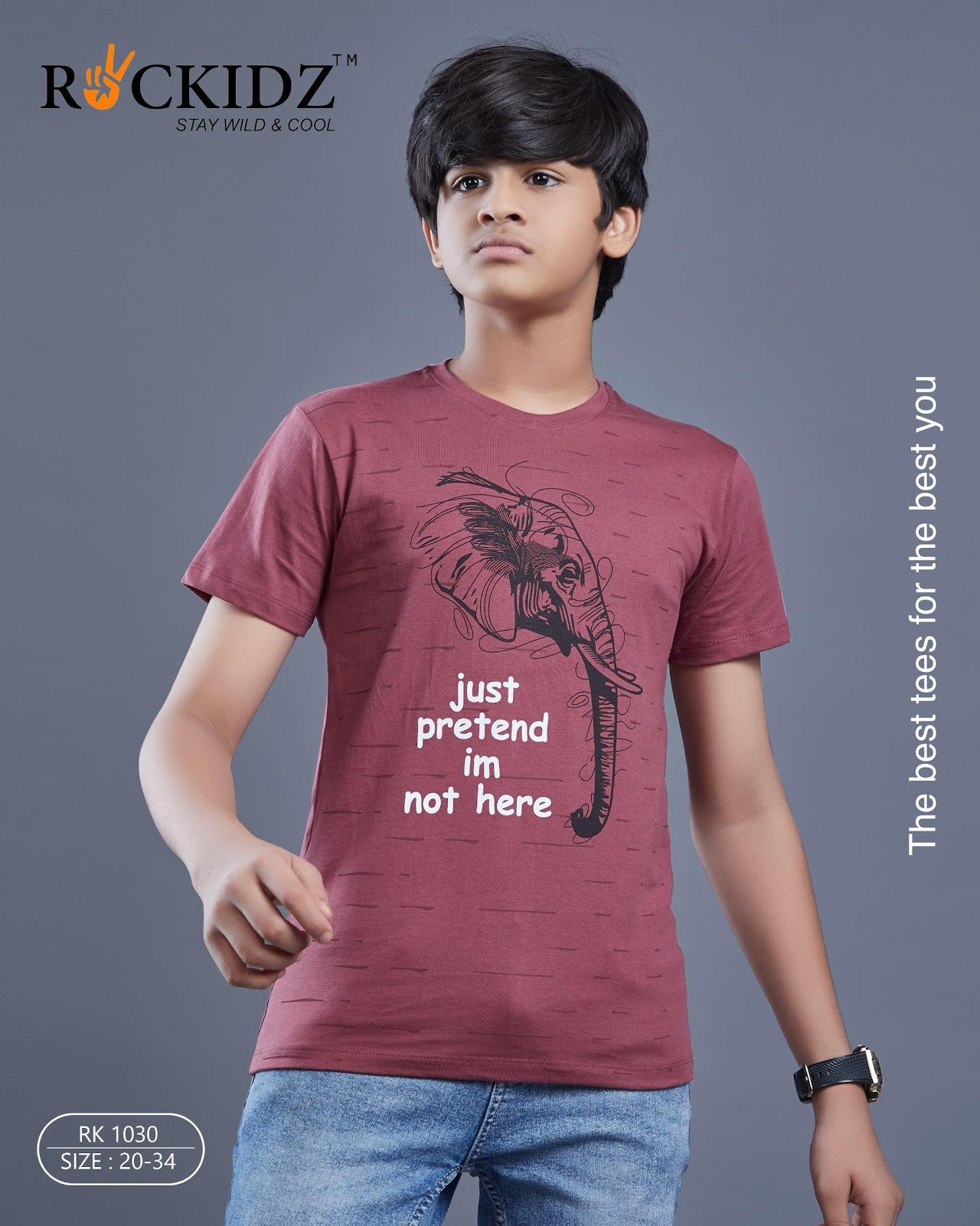 Rk 1030 Rockidz Cotton Biowashed Boys Tshirt Wholesale