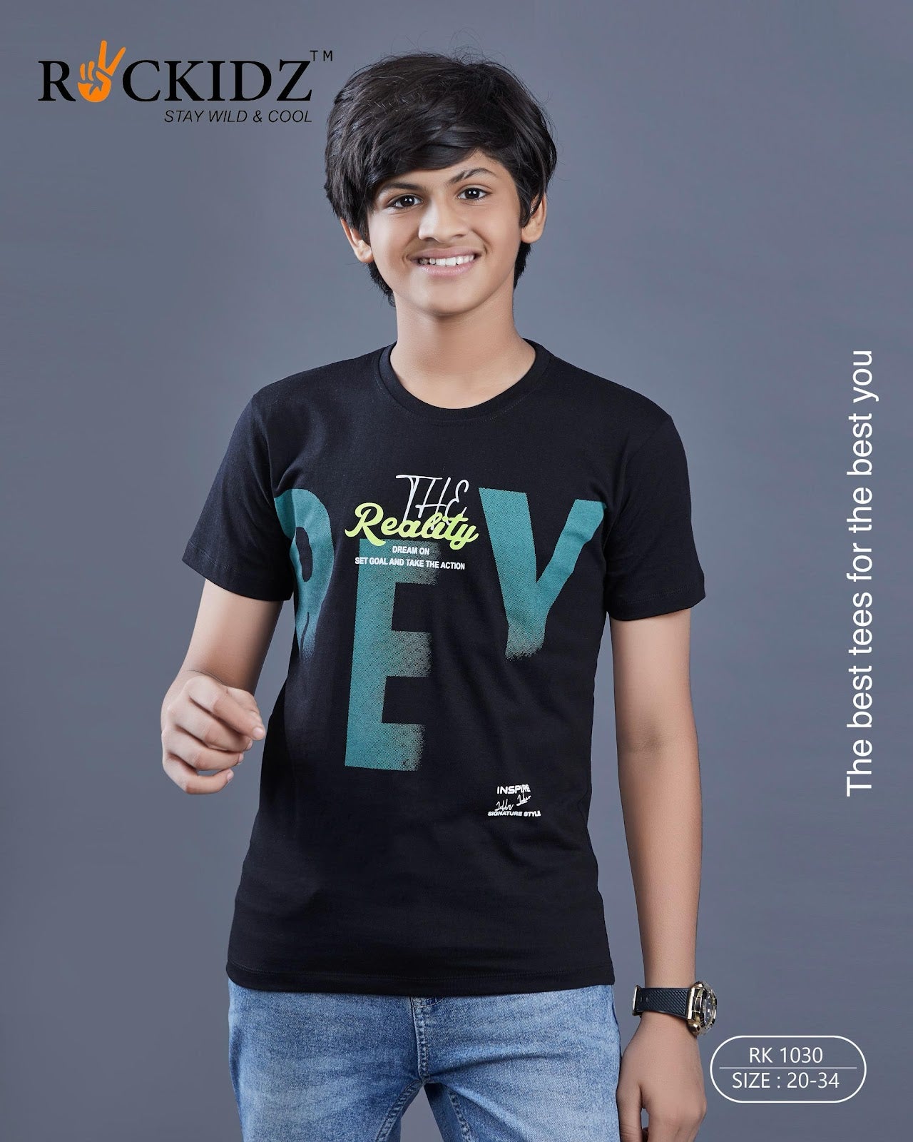 Rk 1030 Rockidz Cotton Biowashed Boys Tshirt Wholesale