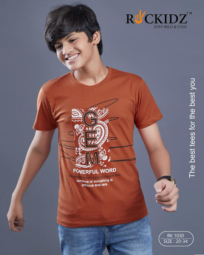 Rk 1030 Rockidz Cotton Biowashed Boys Tshirt Wholesale