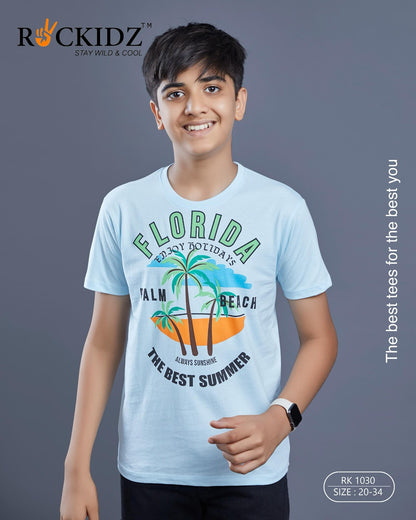 Rk 1030 Rockidz Cotton Biowashed Boys Tshirt Wholesale