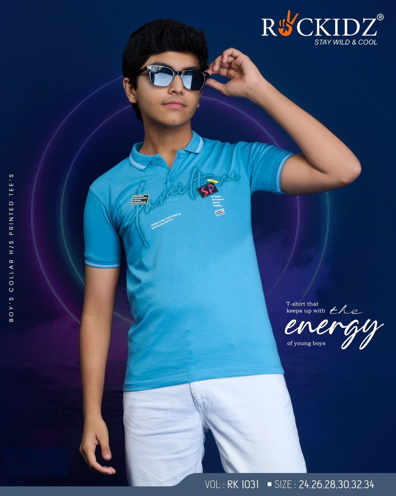 Rk 1031 Rockidz Cotton Biowashed Boys Tshirt Wholesale Price