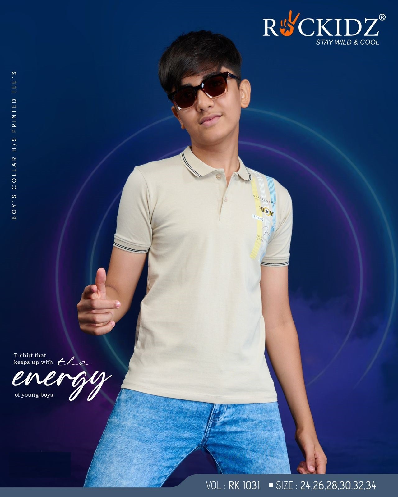 Rk 1031 Rockidz Cotton Biowashed Boys Tshirt Wholesale Price