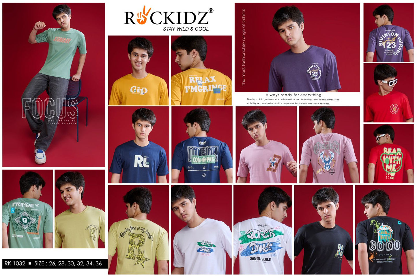 Rk 1032 Rockidz Cotton Biowashed Boys Tshirt Wholesale Rate