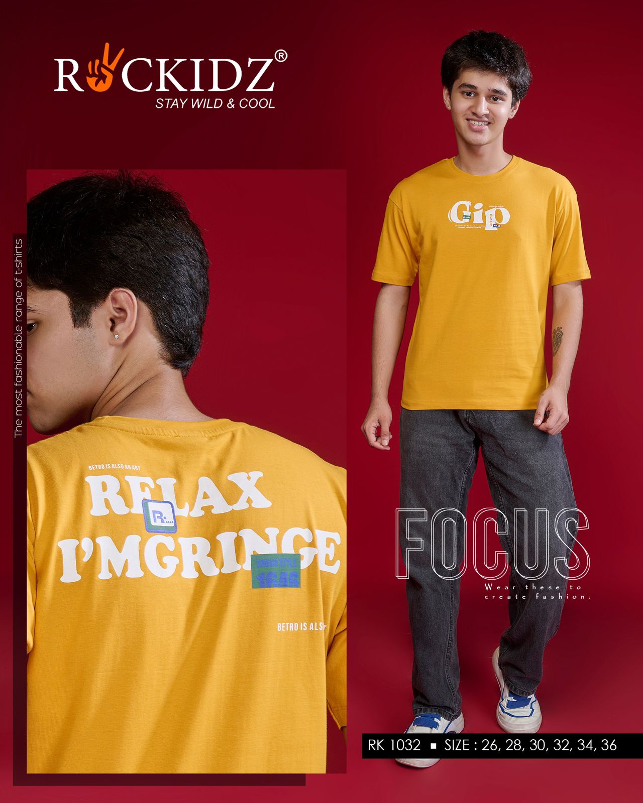 Rk 1032 Rockidz Cotton Biowashed Boys Tshirt Wholesale Rate