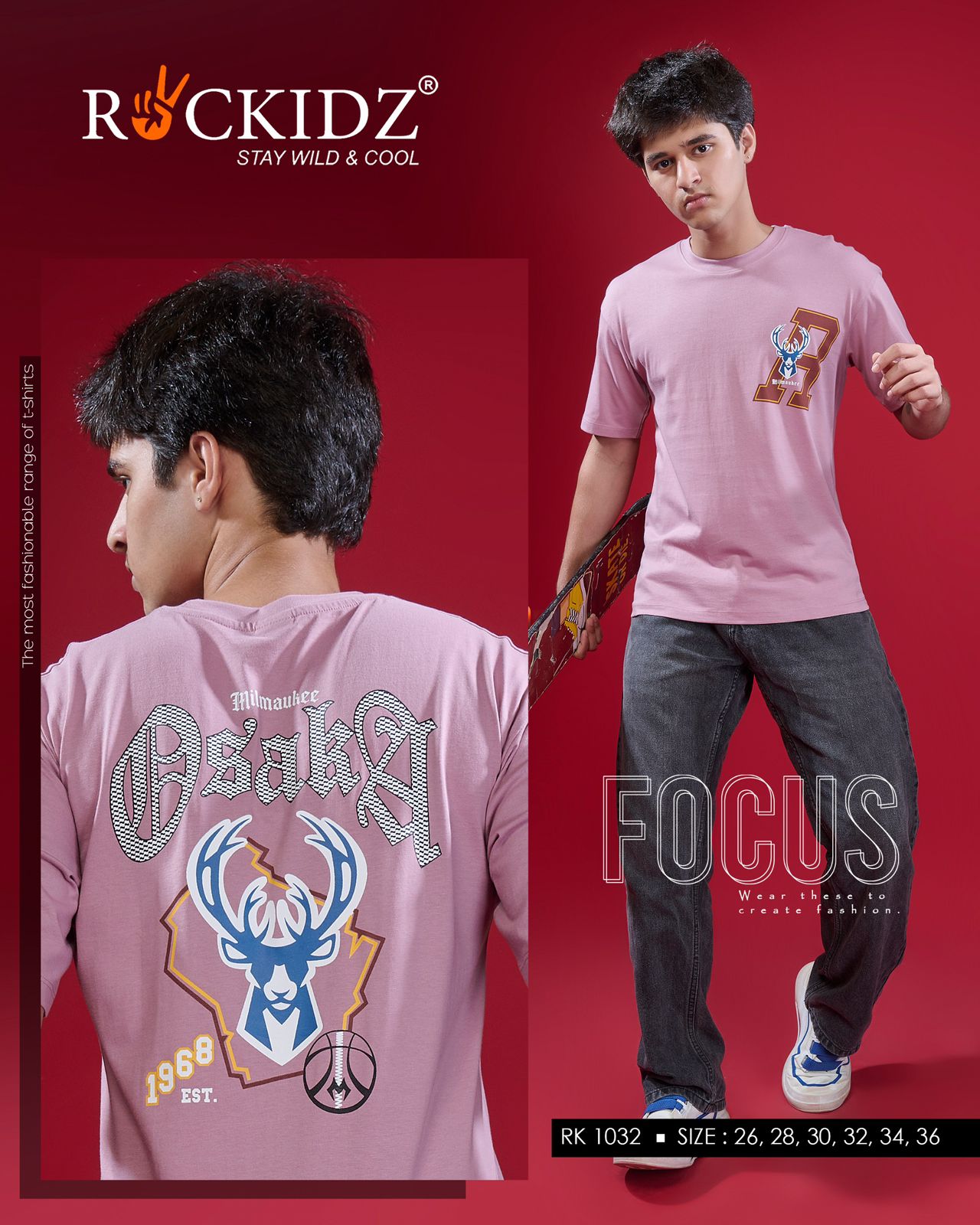 Rk 1032 Rockidz Cotton Biowashed Boys Tshirt Wholesale Rate