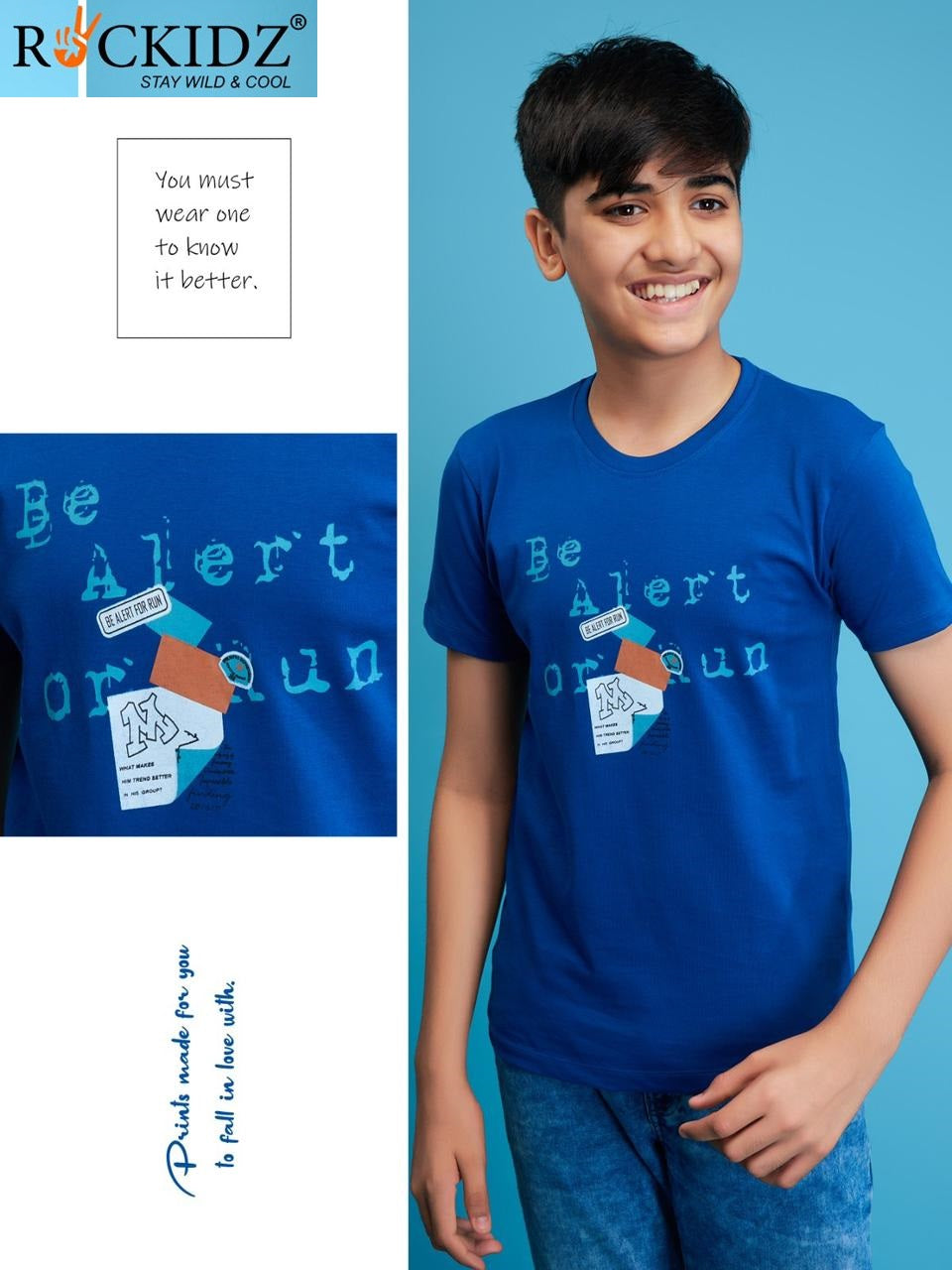 Rk 1033 Rockidz Cotton Biowashed Boys Tshirt Wholesaler India