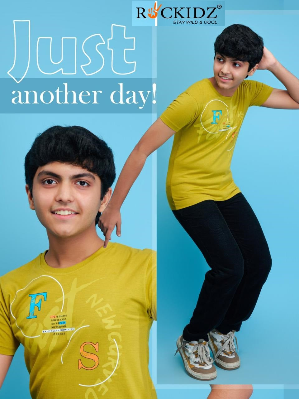 Rk 1033 Rockidz Cotton Biowashed Boys Tshirt Wholesaler India