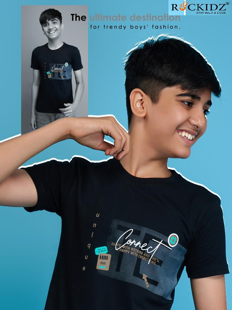 Rk 1033 Rockidz Cotton Biowashed Boys Tshirt Wholesaler India