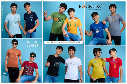 Rk 1033 Rockidz Cotton Biowashed Boys Tshirt Wholesaler India