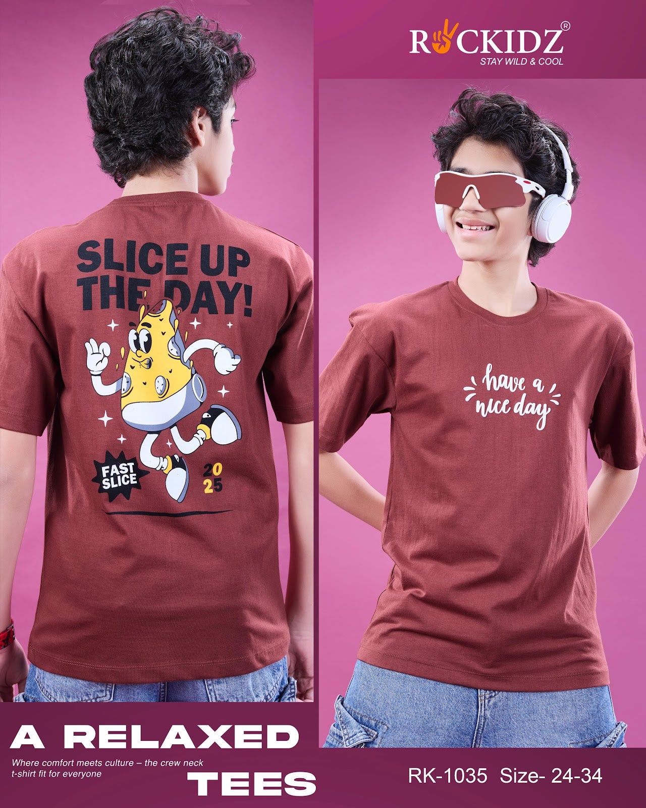 Rk 1035 Rockidz Cotton Biowashed Boys Tshirt Wholesale Rate