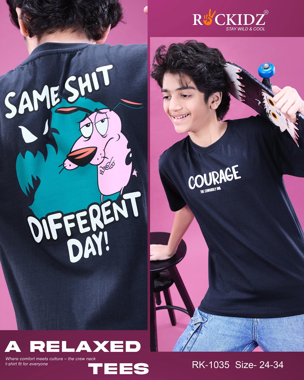 Rk 1035 Rockidz Cotton Biowashed Boys Tshirt Wholesale Rate