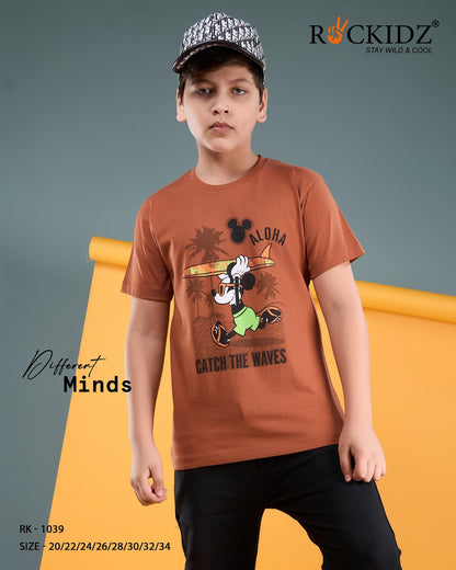 Rk 1039 Rockidz Cotton Biowashed Boys Tshirt Exporter Ahmedabad