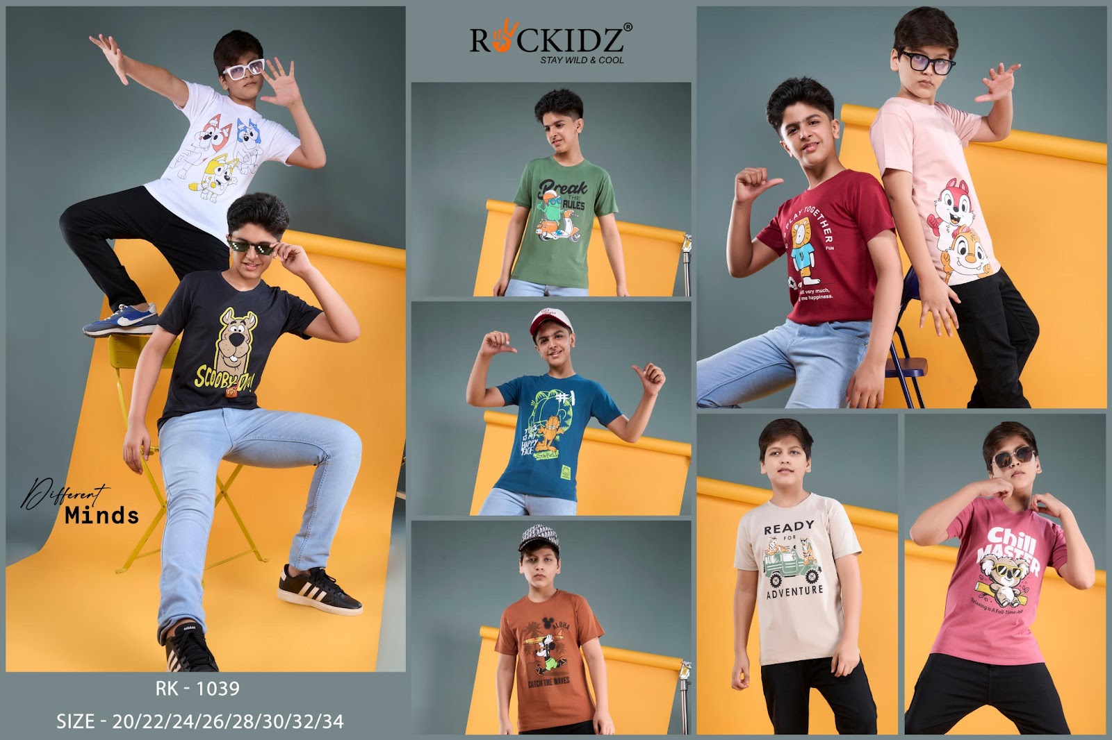 Rk 1039 Rockidz Cotton Biowashed Boys Tshirt Exporter Ahmedabad