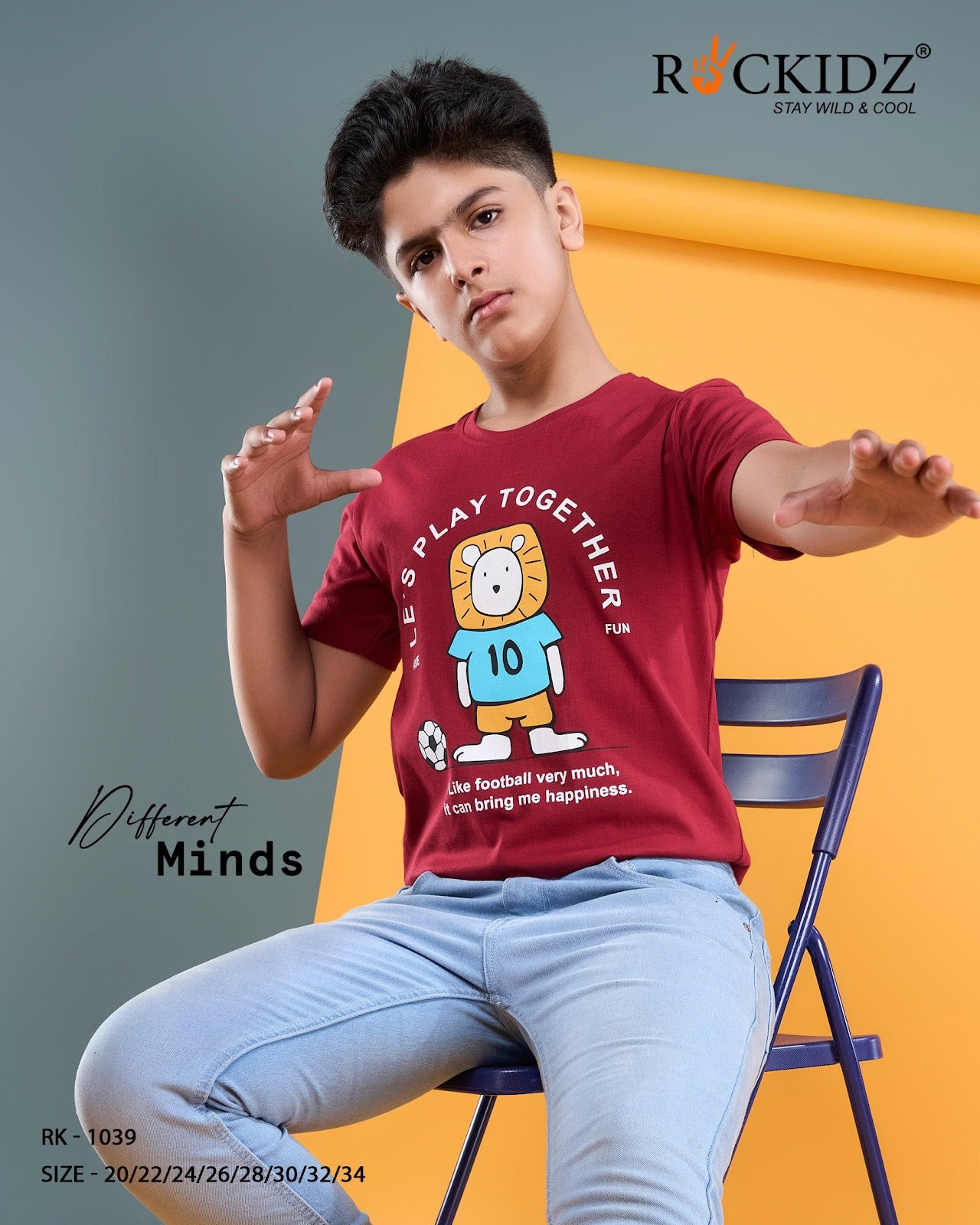 Rk 1039 Rockidz Cotton Biowashed Boys Tshirt Exporter Ahmedabad