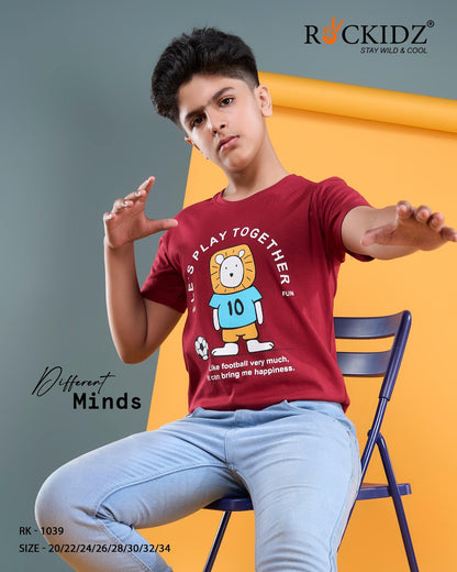 Rk 1039 Rockidz Cotton Biowashed Boys Tshirt Exporter Ahmedabad