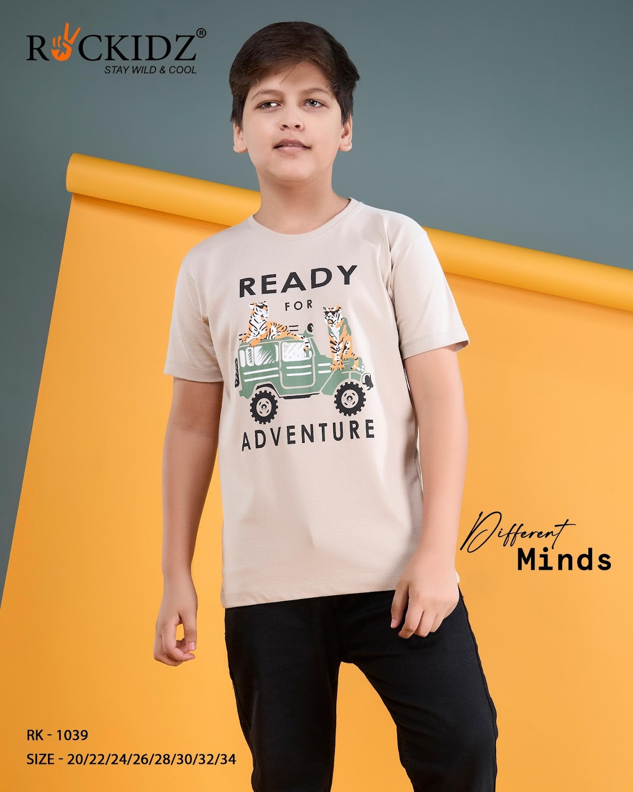 Rk 1039 Rockidz Cotton Biowashed Boys Tshirt Exporter Ahmedabad