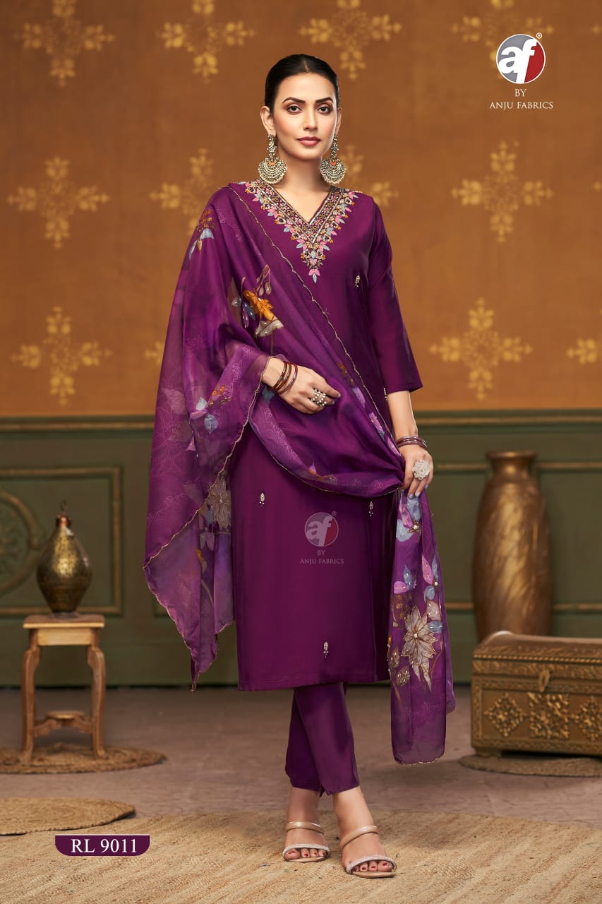 Rl 9011 Af Roman Silk Readymade Pant Style Suits Wholesaler Ahmedabad