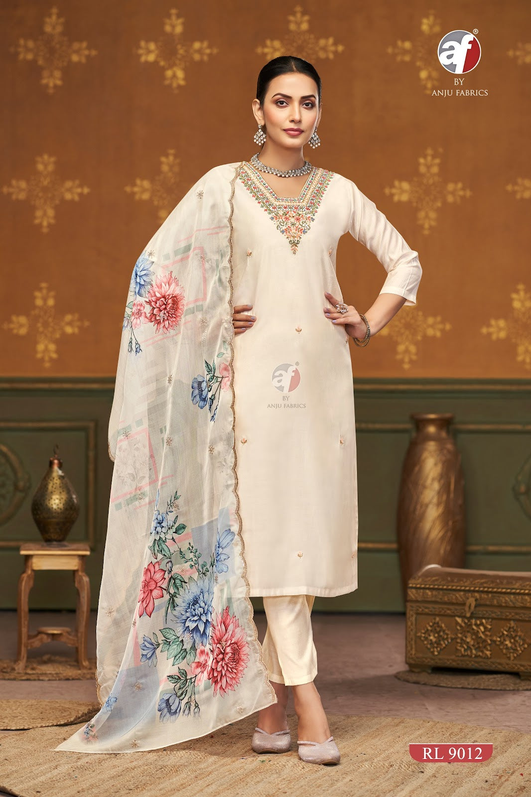 Rl 9012 Af Modal Silk Readymade Pant Style Suits Wholesale Price
