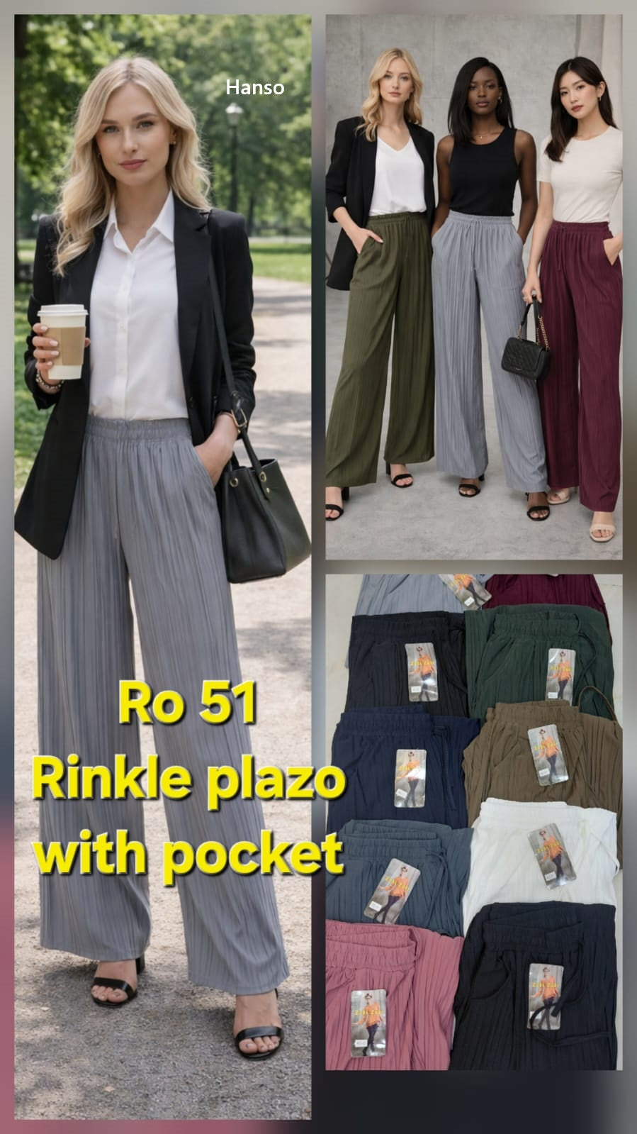 Ro 51 Hanso Wrinkle Branded Palazzo Exporter India